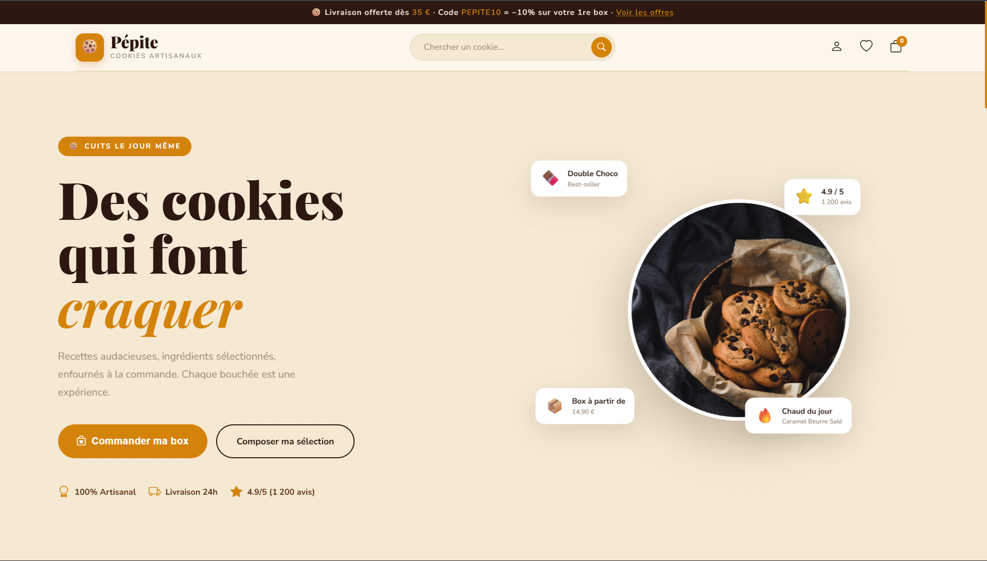 Boutique de Cookies — catalogue et accueil